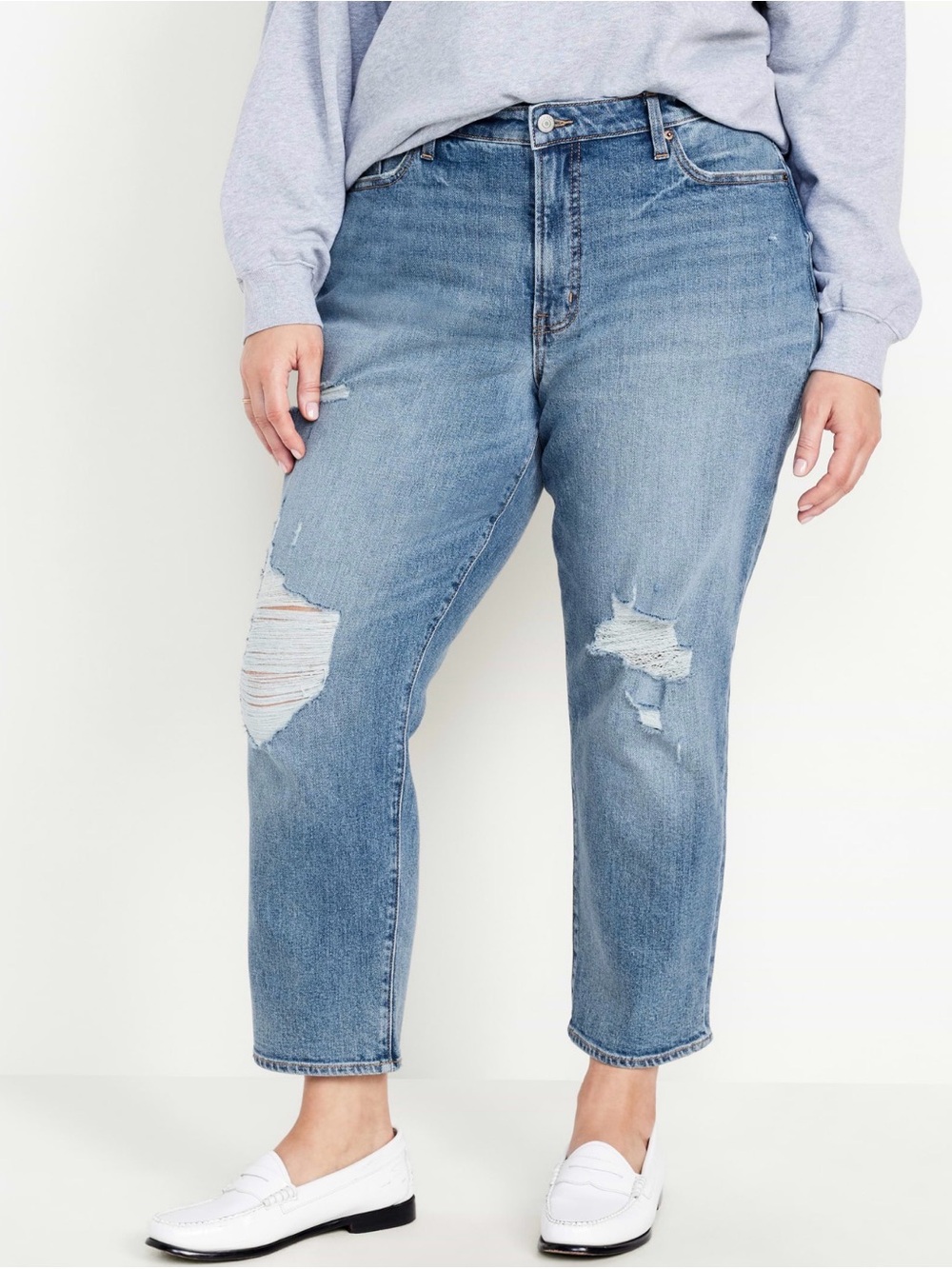 Old Navy High-Waisted O.G. Straight Ripped Cut-Off Jeans